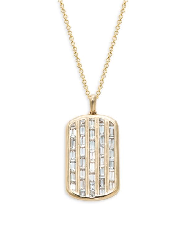 Collar Colgante De Oro Amarillo de 14K Y Zafiro Blanco