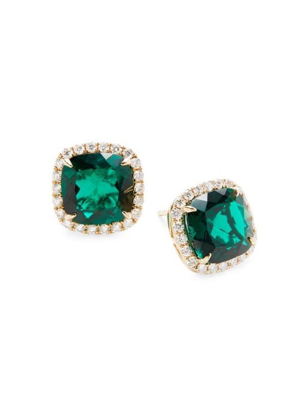 Aretes De Oro Amarillo 14K, Esmeralda 0,65 TCW