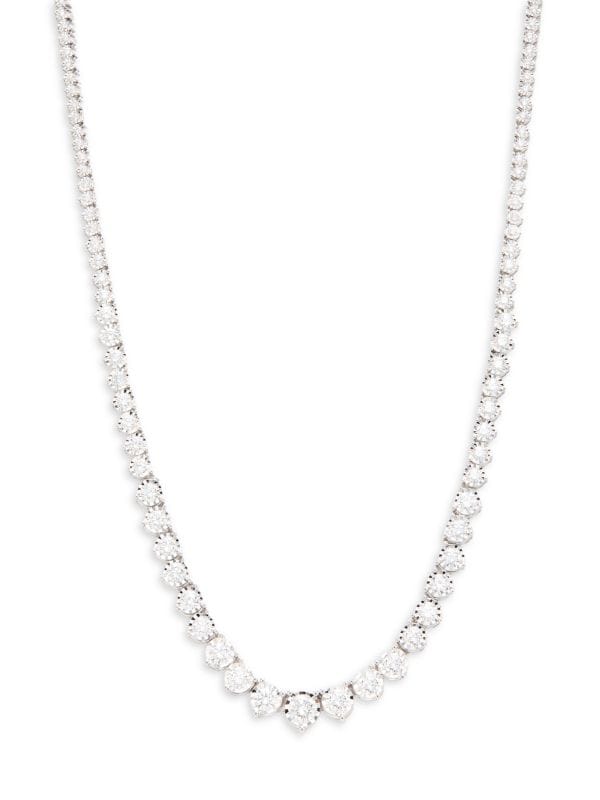 Collar De Oro Blanco De 14 Quilates Y 4,91 TCW, Diamantes Cultivados En Laboratorio