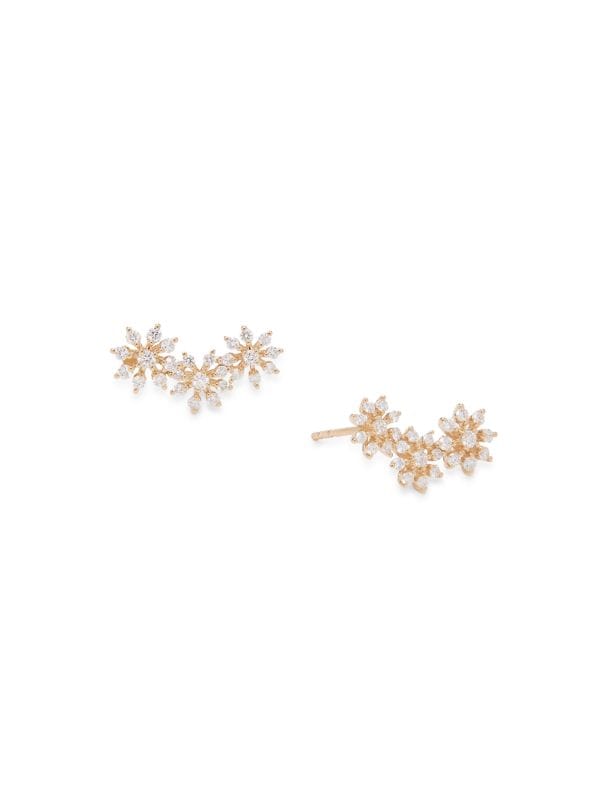 Aretes De Oro Amarillo 14K Y Diamantes 0,67 TCW
