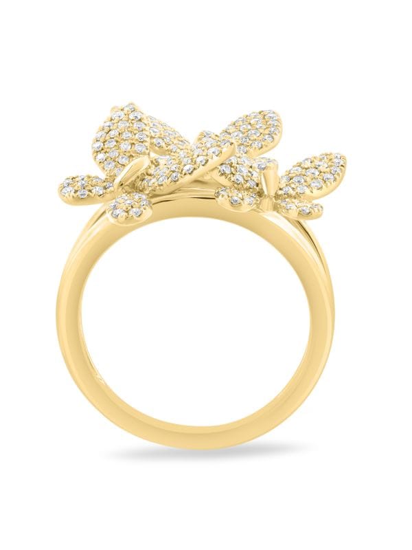 Anillo De Mariposa De Oro Amarillo 14K Y Diamantes 0,77 TCW