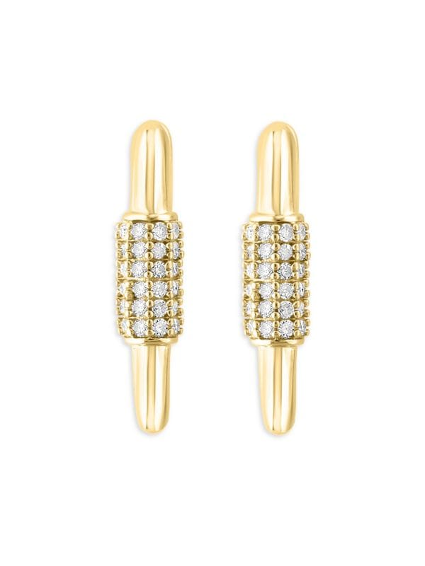 Aretes De Aro Chapada En Oro 14K Y Diamantes 0,14 TCW