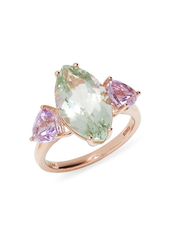 Anillo De Cóctel De Oro Rosa De 14K Y Amatista