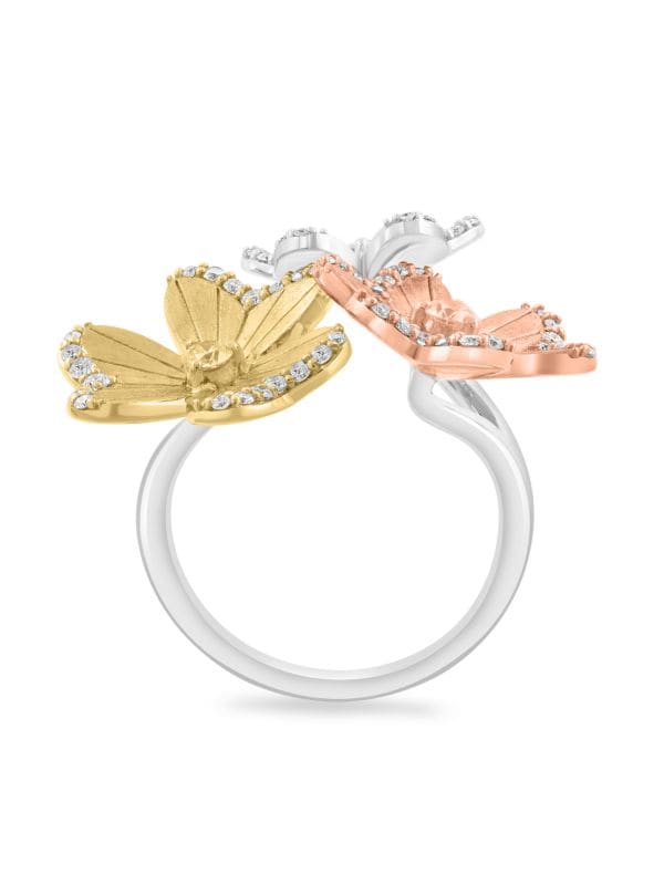Anillo De Oro 14K En Tres Tonos Y Diamantes 0,63 TCW
