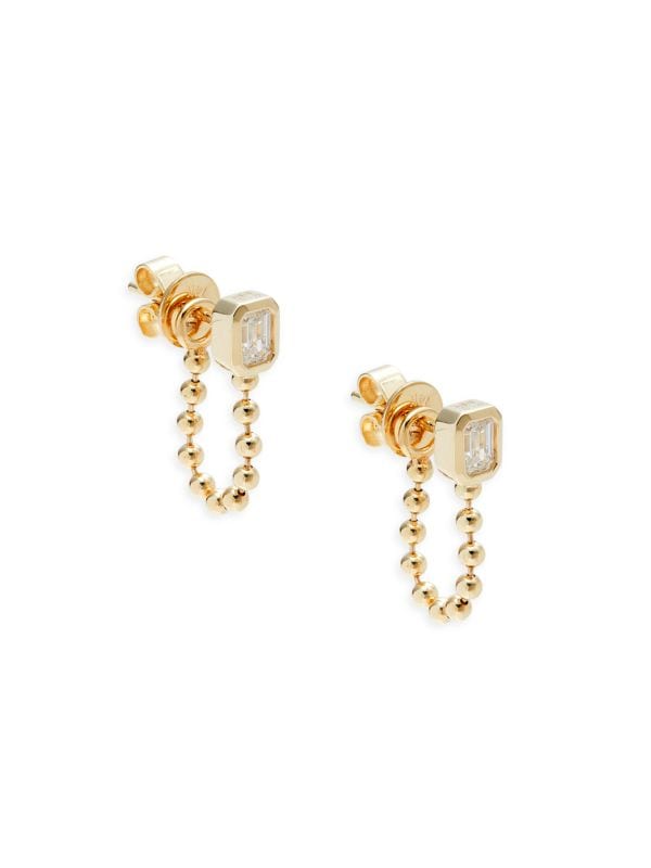 Aretes Huggie De Cadena De Diamantes Cultivados En Laboratorio De Oro Amarillo De 14K Y 0,49 TCW