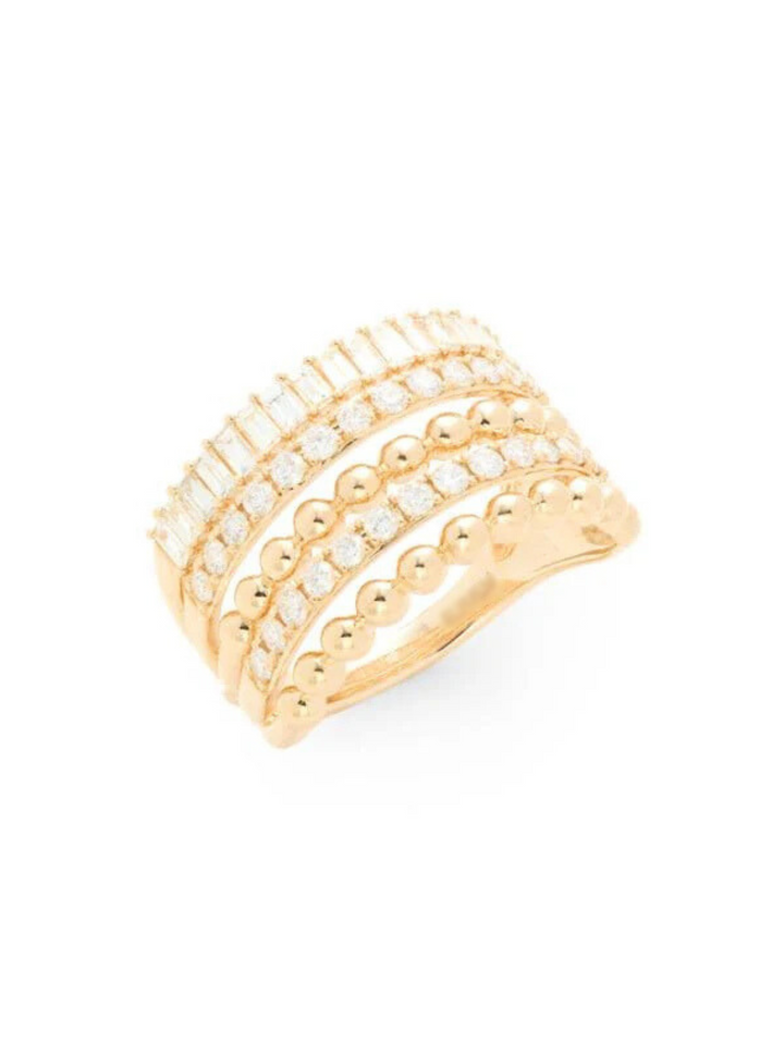 Anillo De Oro Amarillo 14K Y Diamantes 1,03 TCW