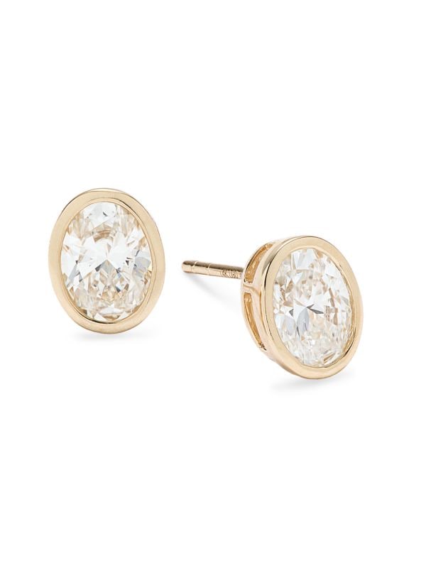 Aretes De Oro Amarillo 14K Y 2 Diamantes 2 TCW