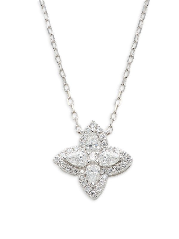 Collar Con Colgante De Oro Blanco De 14K y 0,6 TCW Lab Grown Diamond