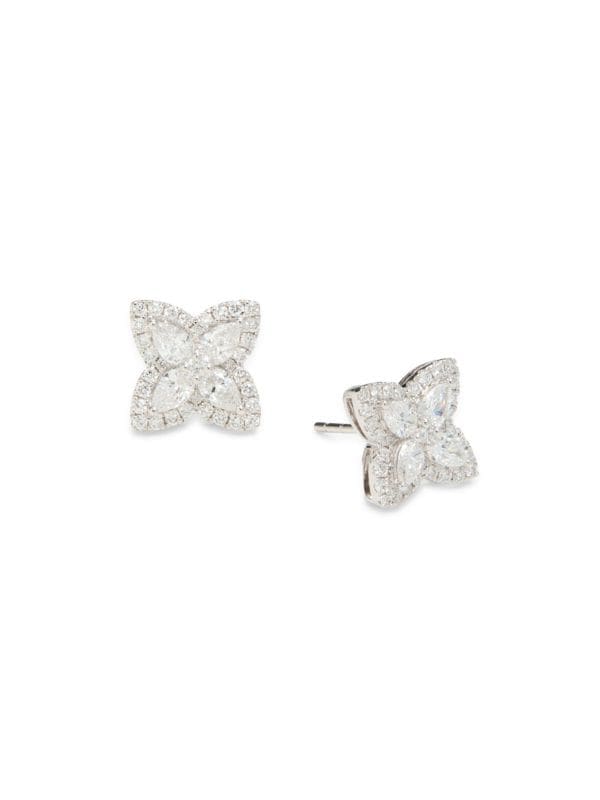 Aretes De Oro Blanco 14K Y Diamantes 1,18 TCW
