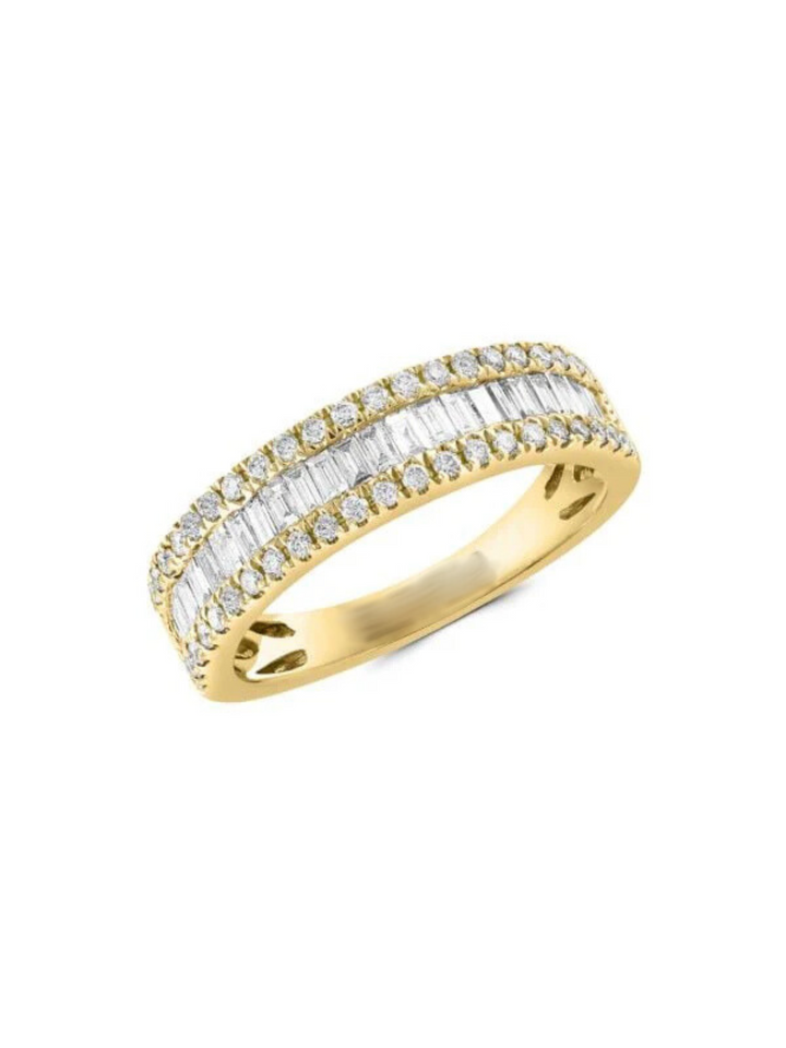 Anillo De Oro Amarillo De 14K Y Banda De Diamantes 0,83 TCW