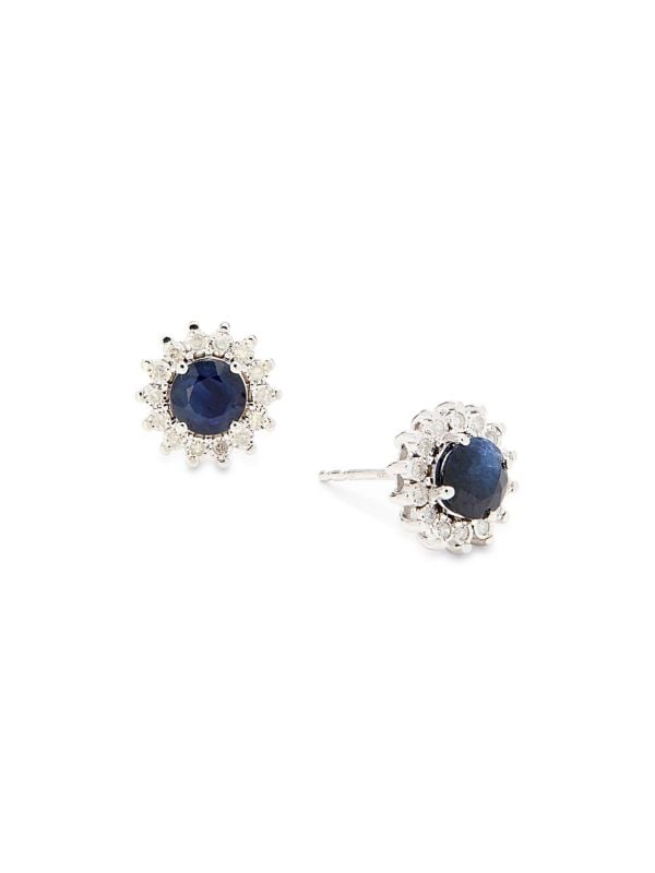 Radiant Value, Aretes De Oro Blanco 14K, Zafiros Y Diamantes 0,14 TCW