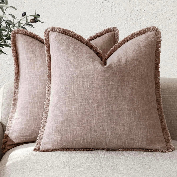 Set De Fundas Lino Rosa Empolvado