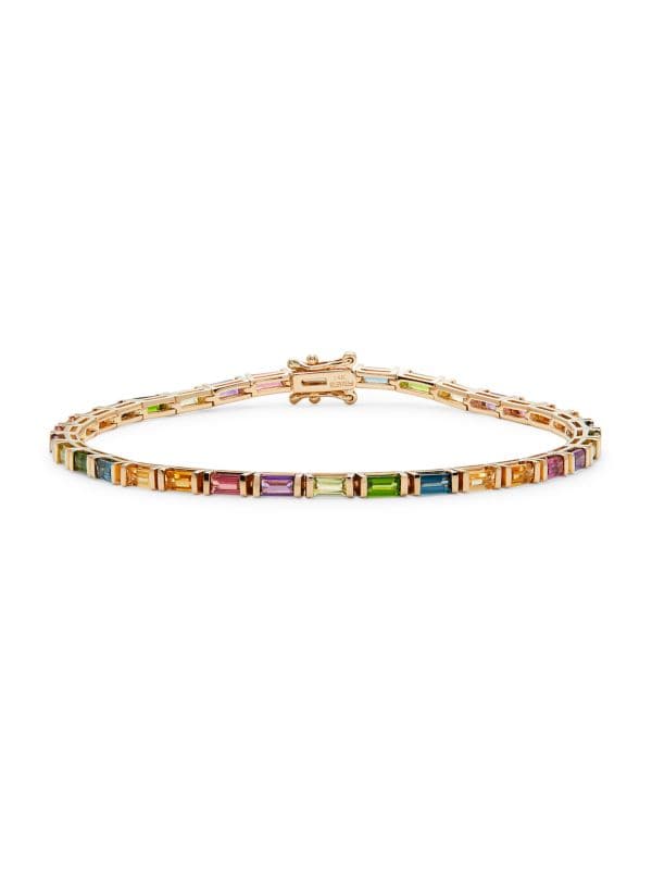 Pulsera De Oro 14 K. Piedras