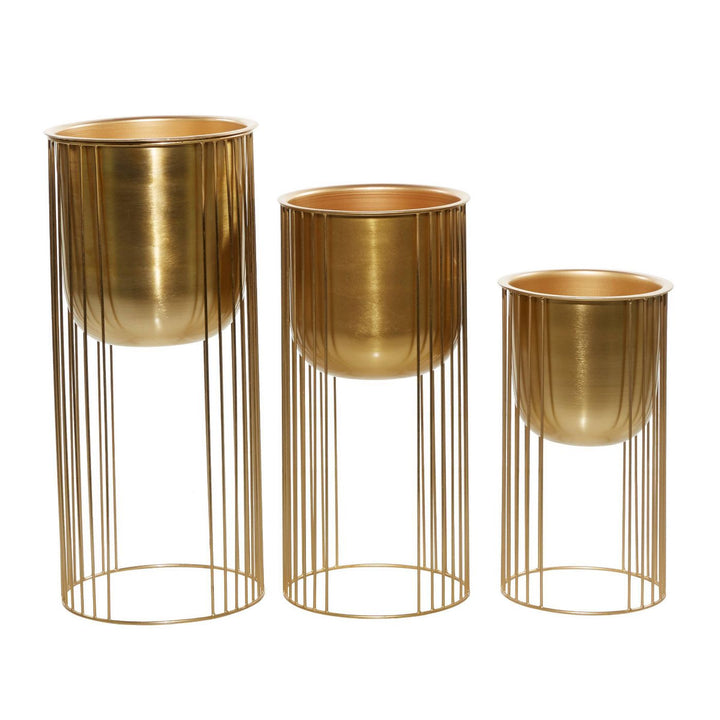 Set de 3 Macetas Gold con Base